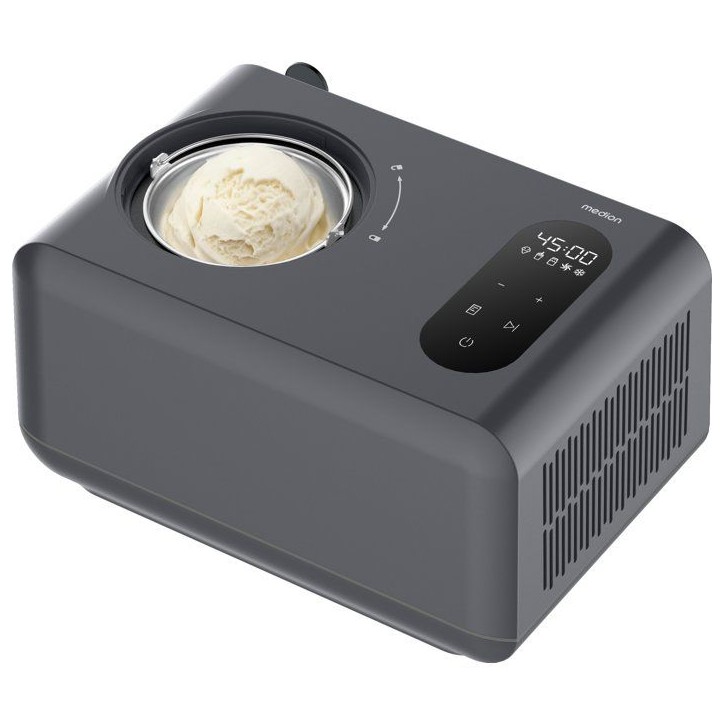 Machine a glaces - MEDION - MD 100087 - 1,5 L - Avec compresseur - Fonctions : glace, yaourt et slushies - 150 W - LED Machine a glaces - MEDION - MD 100087 - 1,5 L - Avec compresseur - Fonctions : glace, yaourt et slushies - 150 W - LED