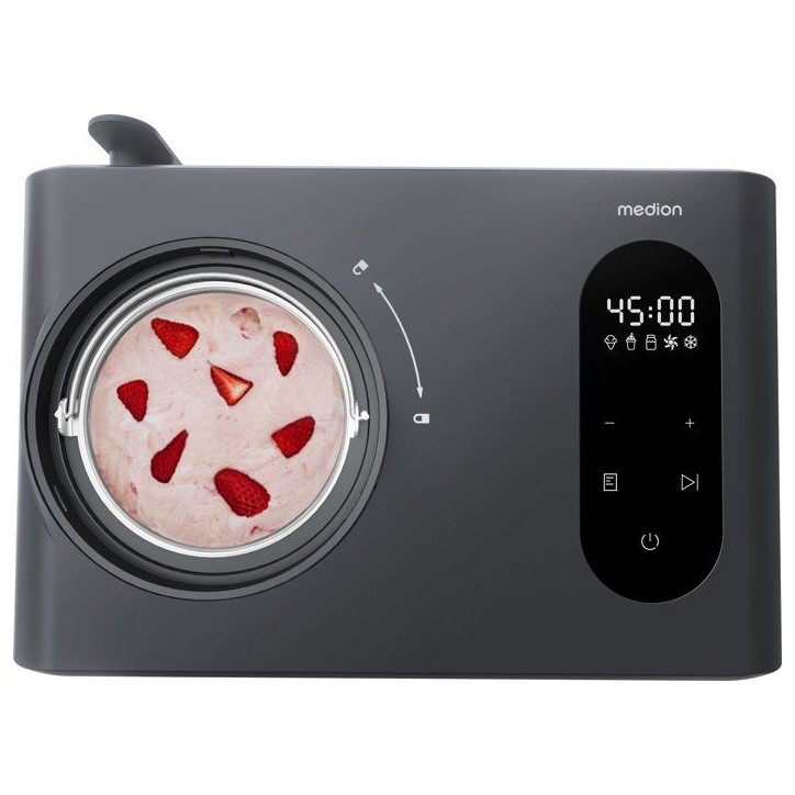 Machine a glaces - MEDION - MD 100087 - 1,5 L - Avec compresseur - Fonctions : glace, yaourt et slushies - 150 W - LED Machine a glaces - MEDION - MD 100087 - 1,5 L - Avec compresseur - Fonctions : glace, yaourt et slushies - 150 W - LED