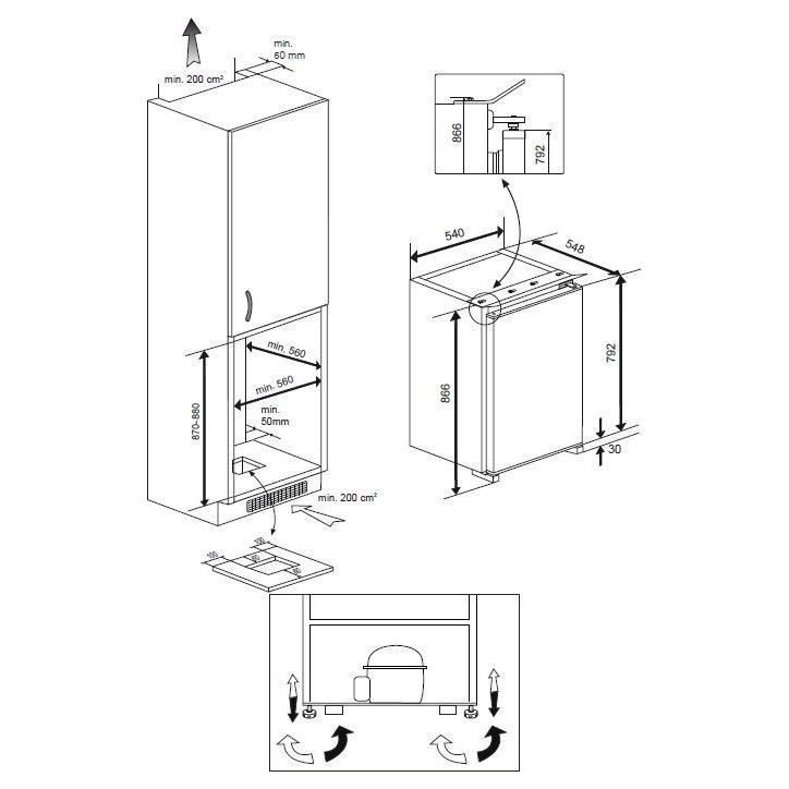 Réfrigérateur BEKO - B1854N - Table top - intégrable - 110 L (97L+13L) - 86x55x55 cm