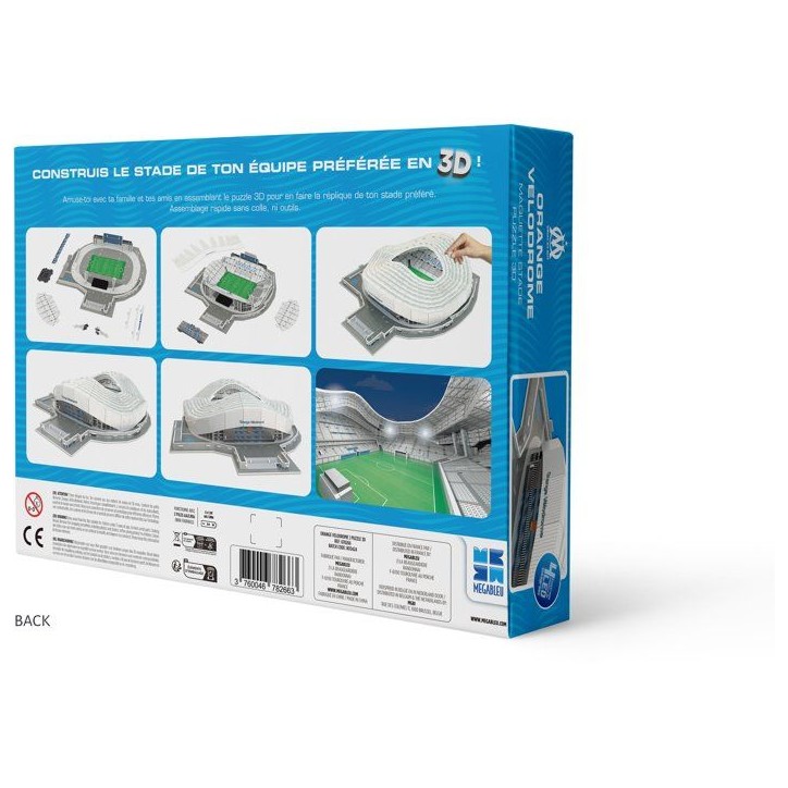 Puzzle 3D - MEGABLEU - Stade Olympique de Marseille - 70 pieces - LED - Des 7 ans Puzzle 3D - MEGABLEU - Stade Olympique de Marseille - 70 pieces - LED - Des 7 ans