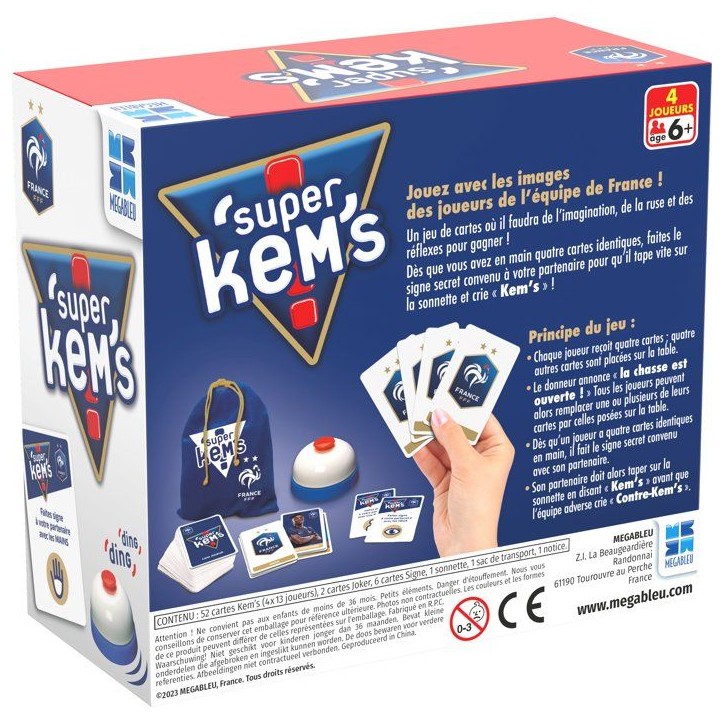 Jeu de cartes SUPER KEMS FFF - MEGABLEU - Equipe de France - 52 cartes Kem's - 10 min Jeu de cartes SUPER KEMS FFF - MEGABLEU - Equipe de France - 52 cartes Kem's - 10 min