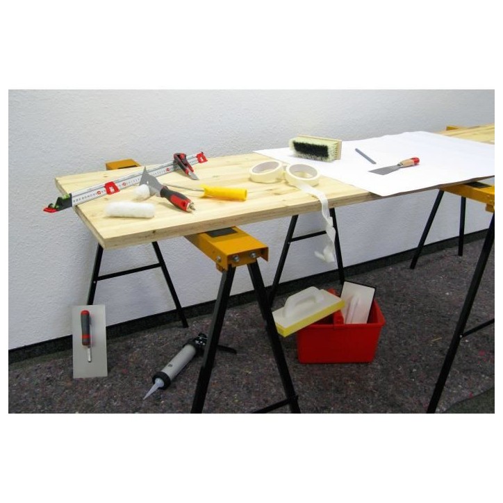 Tréteau pliable - MEISTER - Acier - 100kg de charge - Noir Tréteau pliable - MEISTER - Acier - 100kg de charge - Noir