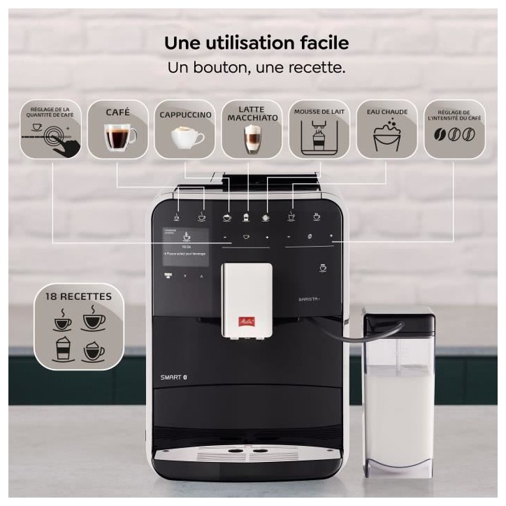 Machine a café automatique - MELITTA - Barista T Smart F830-102 - Noir Machine a café automatique - MELITTA - Barista T Smart F830-102 - Noir