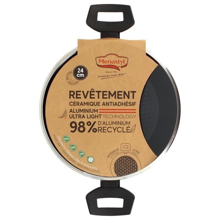 Faitout - MENASTYL - 6020647 - En alumimium forgé - 24 cm - Noir - Tous feux dont induction Faitout - MENASTYL - 6020647 - En alumimium forgé - 24 cm - Noir - Tous feux dont induction