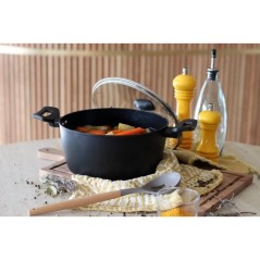Faitout - MENASTYL - 6020647 - En alumimium forgé - 24 cm - Noir - To