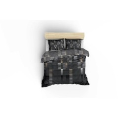 Parure de lit - 1 housse de couette 220x240 cm + 2 taies d'oreiller 60x60 cm - 65% coton, 35% polyester - Anthracite