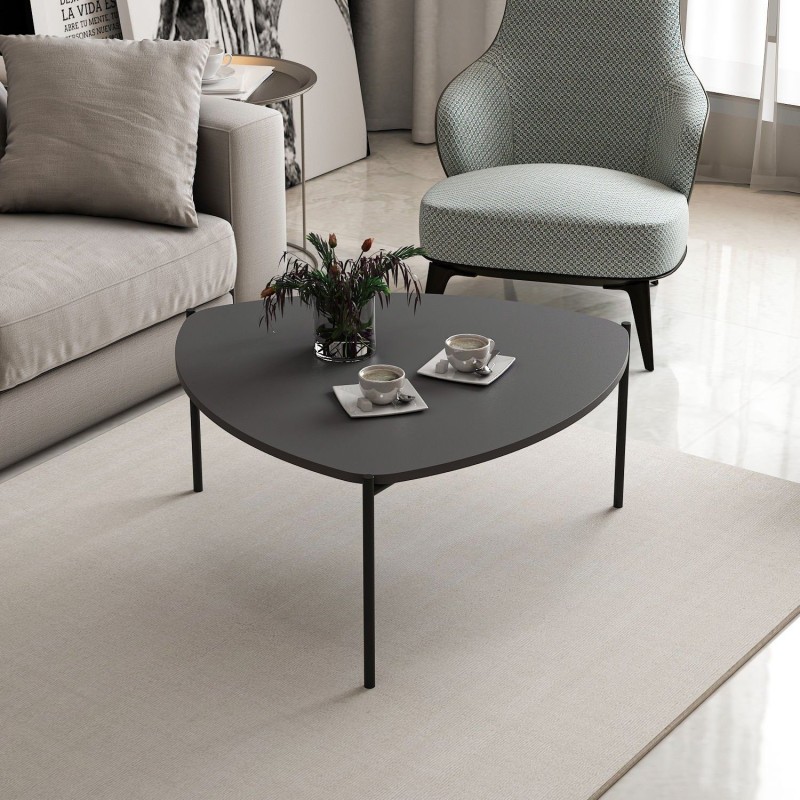Table basse - LENNY - Ovale - Métal - Anthracite - 90 x 40 x 89 cm