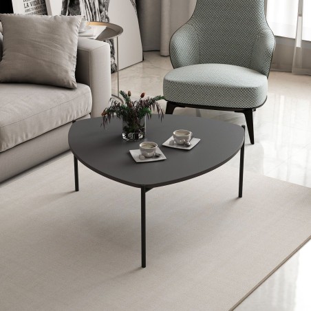 Table basse - LENNY - Ovale - Métal - Anthracite - 90 x 40 x 89 cm