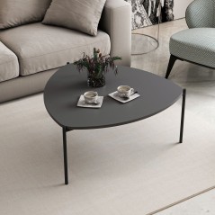 Table basse - LENNY - Ovale - Métal - Anthracite - 90 x 40 x 89 cm