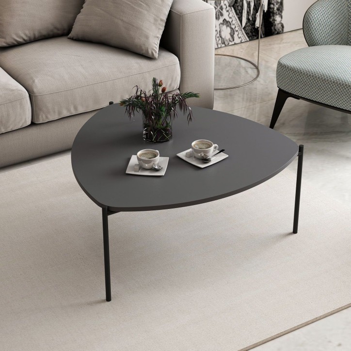 Table basse - LENNY - Ovale - Métal - Anthracite - 90 x 40 x 89 cm Table basse - LENNY - Ovale - Métal - Anthracite - 90 x 40 x 89 cm