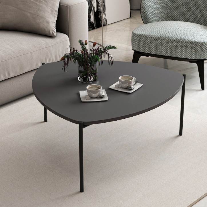 Table basse - LENNY - Ovale - Métal - Anthracite - 90 x 40 x 89 cm Table basse - LENNY - Ovale - Métal - Anthracite - 90 x 40 x 89 cm