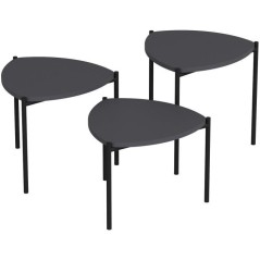 Table basse gigogne - LENNY - Ovales - Anthracite - 45 / 40 / 35 cm