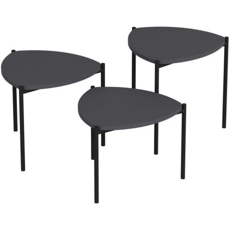 Table basse gigogne - LENNY - Ovales - Anthracite - 45 / 40 / 35 cm