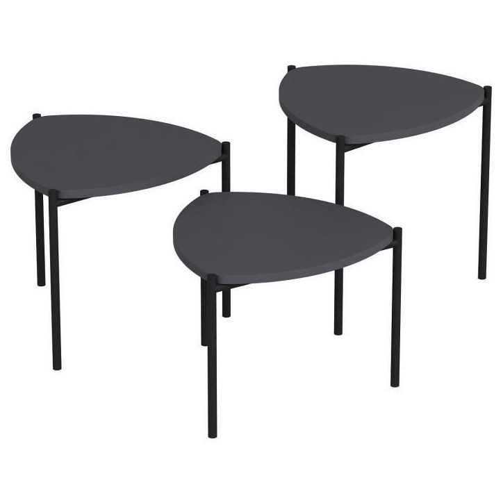 Table basse gigogne - LENNY - Ovales - Anthracite - 45 / 40 / 35 cm Table basse gigogne - LENNY - Ovales - Anthracite - 45 / 40 / 35 cm