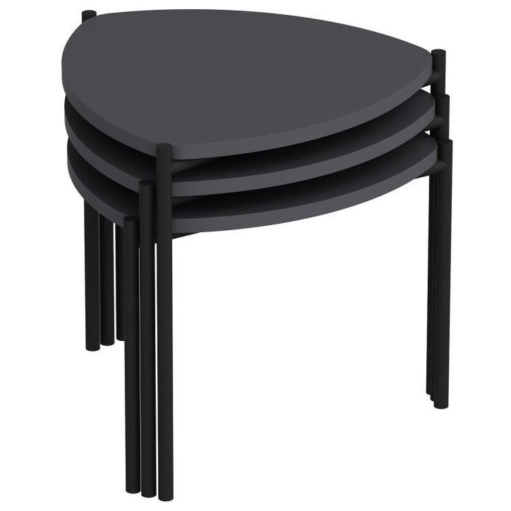 Table basse gigogne - LENNY - Ovales - Anthracite - 45 / 40 / 35 cm Table basse gigogne - LENNY - Ovales - Anthracite - 45 / 40 / 35 cm