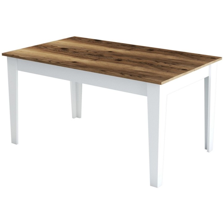 Table a manger - MILAN - Rectangulaire - 4 personnes - 145 x 75 x 88 cm - Noyer / Blanc Table a manger - MILAN - Rectangulaire - 4 personnes - 145 x 75 x 88 cm - Noyer / Blanc