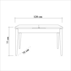 Table a manger - OLIVER - Extensible - Rectangulaire - 4 personnes - 1