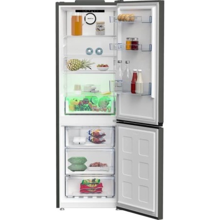 Réfrigérateur combiné - BEKO - B5RCNE366HG - Classe C - 316 L - 59,5 x 66,3 x 186,5 cm - Manhattan Gray
