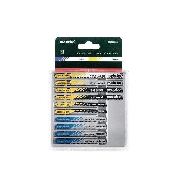 Lames pour scies sauteuses METABO - Lot de 10 - Bois, métal, plastique - HCS/HSS Lames pour scies sauteuses METABO - Lot de 10 - Bois, métal, plastique - HCS/HSS
