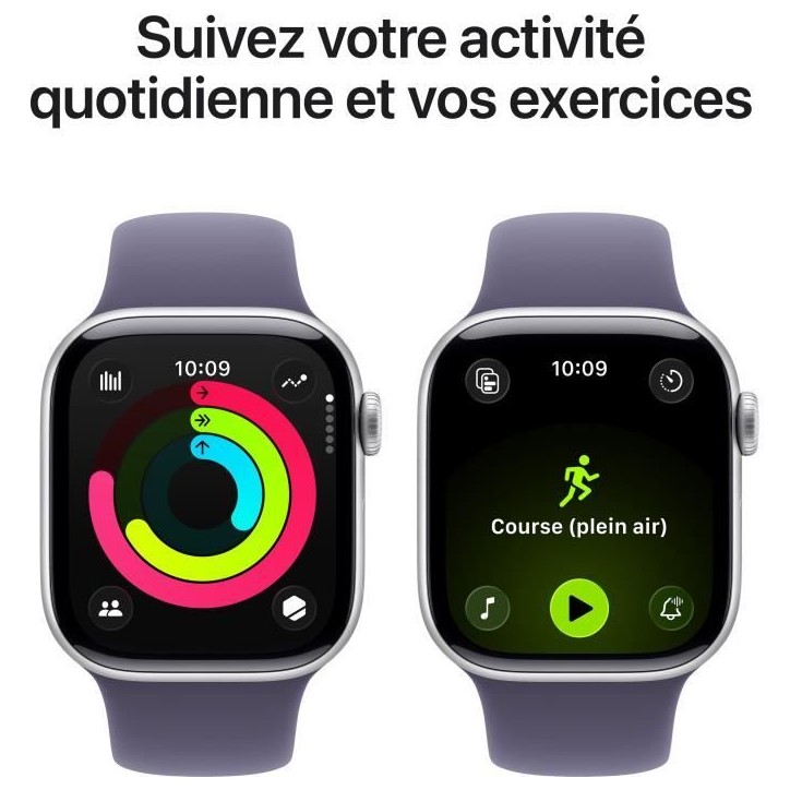 Apple Watch Series 11 GPS - 42mm - Boîtier Silver Aluminium - Bracelet Purple Fog Sport Band - M/L Apple Watch Series 11 GPS - 42mm - Boîtier Silver Aluminium - Bracelet Purple Fog Sport Band - M/L