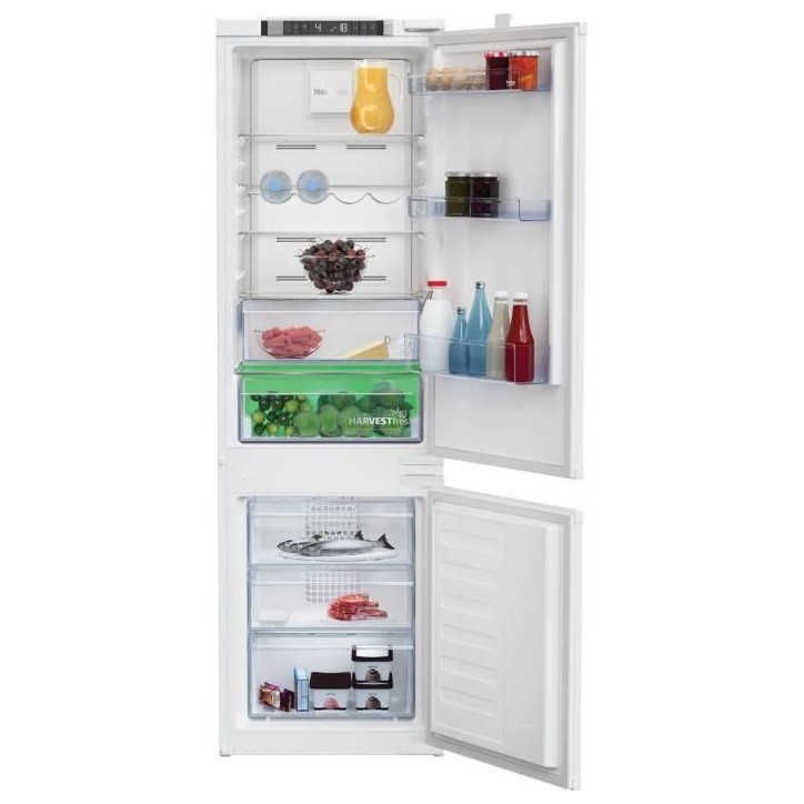 Réfrigérateur combiné - BEKO - 2 portes - Intégrable - 254 L (185 L + 69 L) - Froid ventilé - Classe E