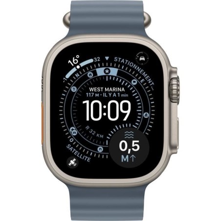 Apple Watch Ultra 3 GPS + Cellular - 49mm - Boîtier Natural Titanium - Bracelet Anchor Blue OceanBand