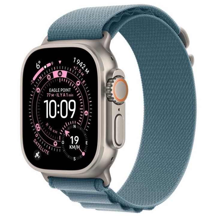 Apple Watch Ultra 3 GPS + Cellular - 49mm - Boîtier Natural Titanium - Bracelet Light Blue Alpine Loop - Small Apple Watch Ultra 3 GPS + Cellular - 49mm - Boîtier Natural Titanium - Bracelet Light Blue Alpine Loop - Small