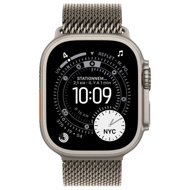 Apple Watch Ultra 3 GPS + Cellular - 49mm - Boîtier Natural Titanium - Bracelet Natural Titanium Milanese Loop - Large Apple Watch Ultra 3 GPS + Cellular - 49mm - Boîtier Natural Titanium - Bracelet Natural Titanium Milanese Loop - Large