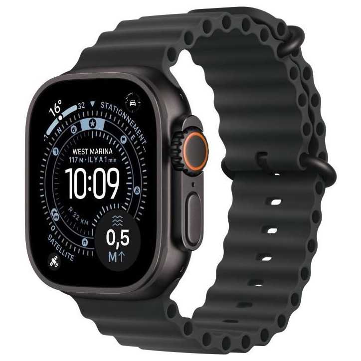 Apple Watch Ultra 3 GPS + Cellular - 49mm - Boîtier Black Titanium - Bracelet Black OceanBand Apple Watch Ultra 3 GPS + Cellular - 49mm - Boîtier Black Titanium - Bracelet Black OceanBand