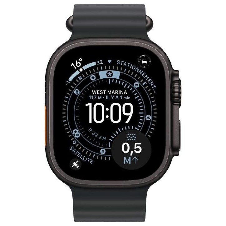 Apple Watch Ultra 3 GPS + Cellular - 49mm - Boîtier Black Titanium - Bracelet Black OceanBand Apple Watch Ultra 3 GPS + Cellular - 49mm - Boîtier Black Titanium - Bracelet Black OceanBand