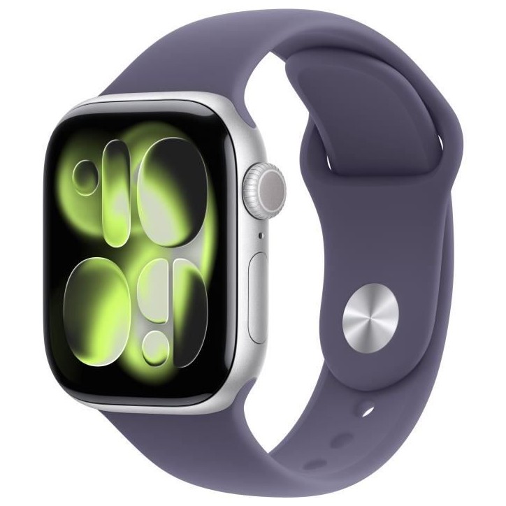Apple Watch Series 11 GPS + Cellular - 42mm - Boîtier Silver Aluminium - Bracelet Purple Fog Sport Band - S/M Apple Watch Series 11 GPS + Cellular - 42mm - Boîtier Silver Aluminium - Bracelet Purple Fog Sport Band - S/M