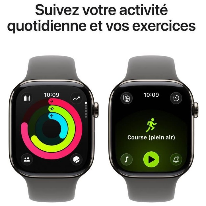 Apple Watch Series 11 GPS + Cellular - 42mm - Boîtier Natural Titanium - Bracelet Stone Grey Sport Band - S/M Apple Watch Series 11 GPS + Cellular - 42mm - Boîtier Natural Titanium - Bracelet Stone Grey Sport Band - S/M