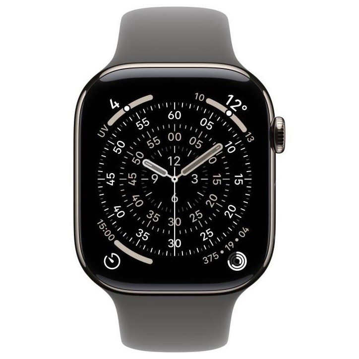 Apple Watch Series 11 GPS + Cellular - 42mm - Boîtier Natural Titanium - Bracelet Stone Grey Sport Band - M/L Apple Watch Series 11 GPS + Cellular - 42mm - Boîtier Natural Titanium - Bracelet Stone Grey Sport Band - M/L