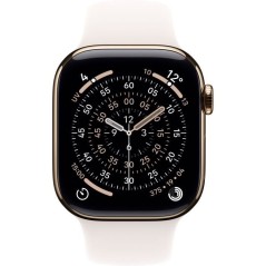 Apple Watch Series 11 GPS + Cellular - 42mm - Boîtier Gold Titanium - Bracelet Light Blush Sport Band - S/M