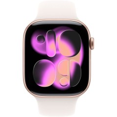Apple Watch Series 11 GPS + Cellular - 46mm - Boîtier Rose Gold Aluminium - Bracelet Light Blush Sport Band - M/L