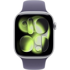 Apple Watch Series 11 GPS + Cellular - 46mm - Boîtier Silver Aluminium - Bracelet Purple Fog Sport Band - S/M