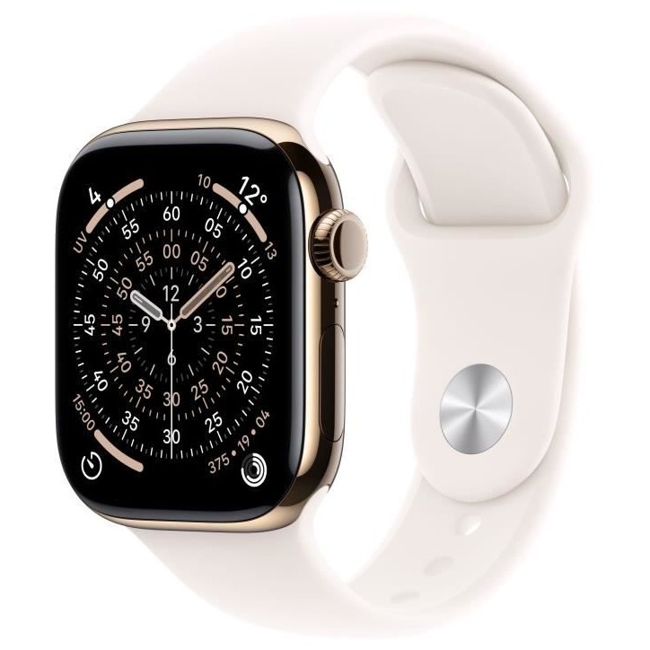 Apple Watch Series 11 GPS + Cellular - 46mm - Boîtier Gold Titanium - Bracelet Light Blush Sport Band - S/M