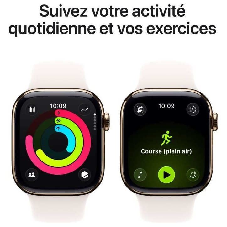 Apple Watch Series 11 GPS + Cellular - 46mm - Boîtier Gold Titanium - Bracelet Light Blush Sport Band - S/M