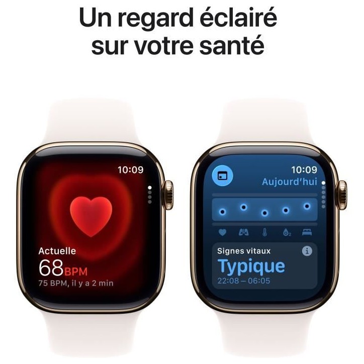 Apple Watch Series 11 GPS + Cellular - 46mm - Boîtier Gold Titanium - Bracelet Light Blush Sport Band - S/M