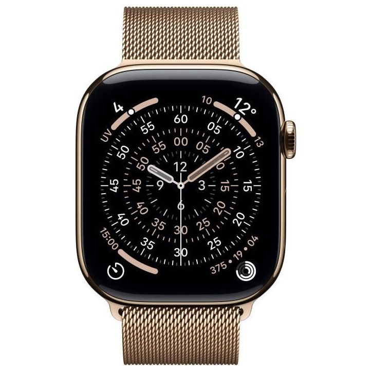 Apple Watch Series 11 GPS + Cellular - 46mm - Boîtier Gold Titanium - Bracelet Gold Milanese Loop - S/M Apple Watch Series 11 GPS + Cellular - 46mm - Boîtier Gold Titanium - Bracelet Gold Milanese Loop - S/M