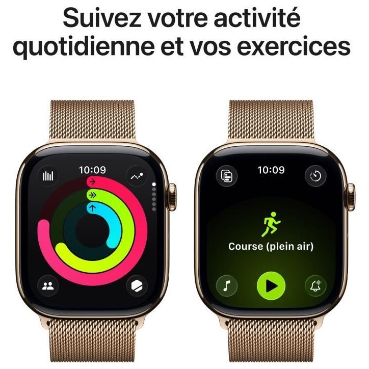 Apple Watch Series 11 GPS + Cellular - 46mm - Boîtier Gold Titanium - Bracelet Gold Milanese Loop - S/M Apple Watch Series 11 GPS + Cellular - 46mm - Boîtier Gold Titanium - Bracelet Gold Milanese Loop - S/M