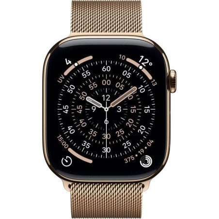 Apple Watch Series 11 GPS + Cellular - 46mm - Boîtier Gold Titanium - Bracelet Gold Milanese Loop - M/L