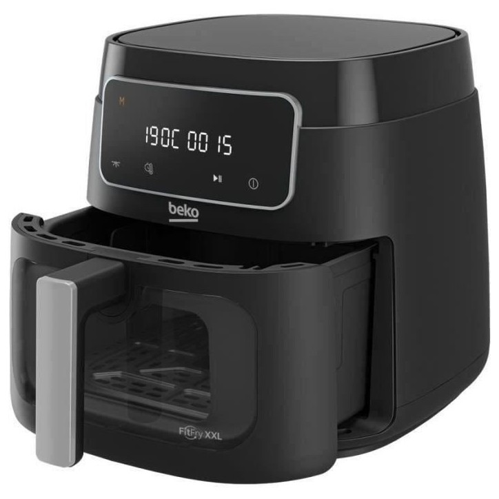 Friteuse multifonction a air chaud - BEKO - FRL3374B - 1900 W - 7,6 L pour 2 kg de frites - Ecran LCD tactile - Noir Friteuse multifonction a air chaud - BEKO - FRL3374B - 1900 W - 7,6 L pour 2 kg de frites - Ecran LCD tactile - Noir