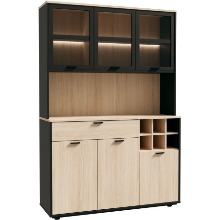 Buffet de cuisine - MANTEK - 122,8 x 41,5 x 183 cm - Chene / Noir - St