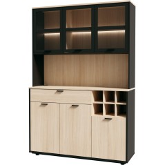 Buffet de cuisine - MANTEK - 122,8 x 41,5 x 183 cm - Chene / Noir - St