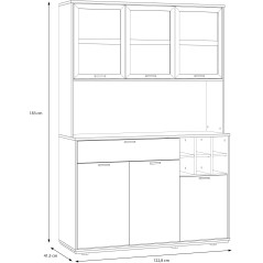 Buffet de cuisine - MANTEK - 122,8 x 41,5 x 183 cm - Chene / Noir - St