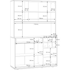 Buffet de cuisine - MANTEK - 122,8 x 41,5 x 183 cm - Chene / Noir - St
