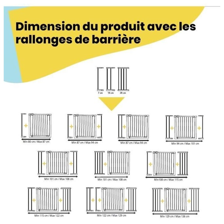 SAFETY 1ST Barriere de sécurité enfant Easy Close - Métal - 73 a 80 cm - pression, sans vis ni perçage - Blanc SAFETY 1ST Barriere de sécurité enfant Easy Close - Métal - 73 a 80 cm - pression, sans vis ni perçage - Blanc
