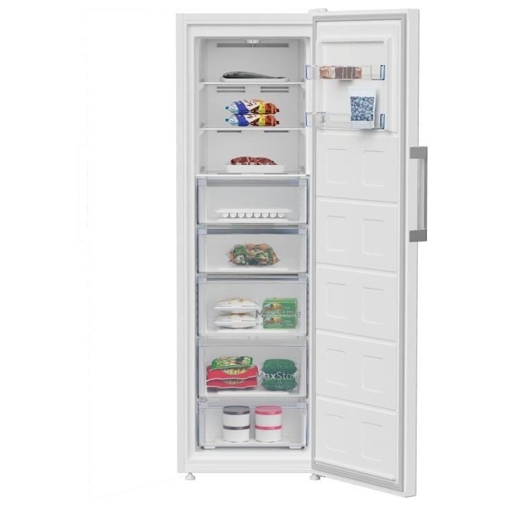 Congélateur armoire - BEKO - B1RFNE314W - Froid ventilé - Classe E - 286 L - 186,5 x 59,7 x 70,9 cm - Blanc