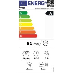 Lave-linge hublot BEKO BM3WFU410211B - 10 kg - Induction - 60 cm - 120